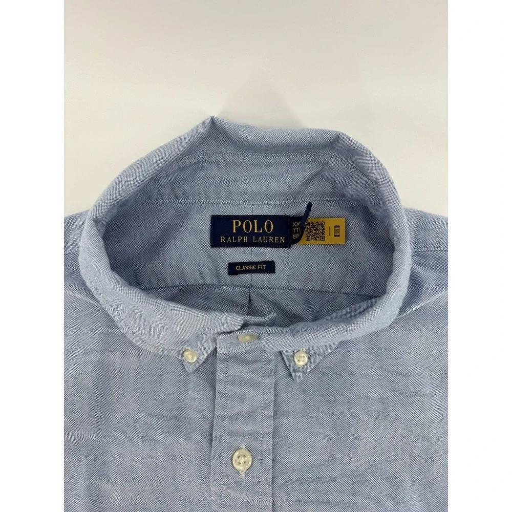 Polo Ralph Lauren Men's XXL Blue Oxford Flesh Pony Button Down Long Sleeve Shirt